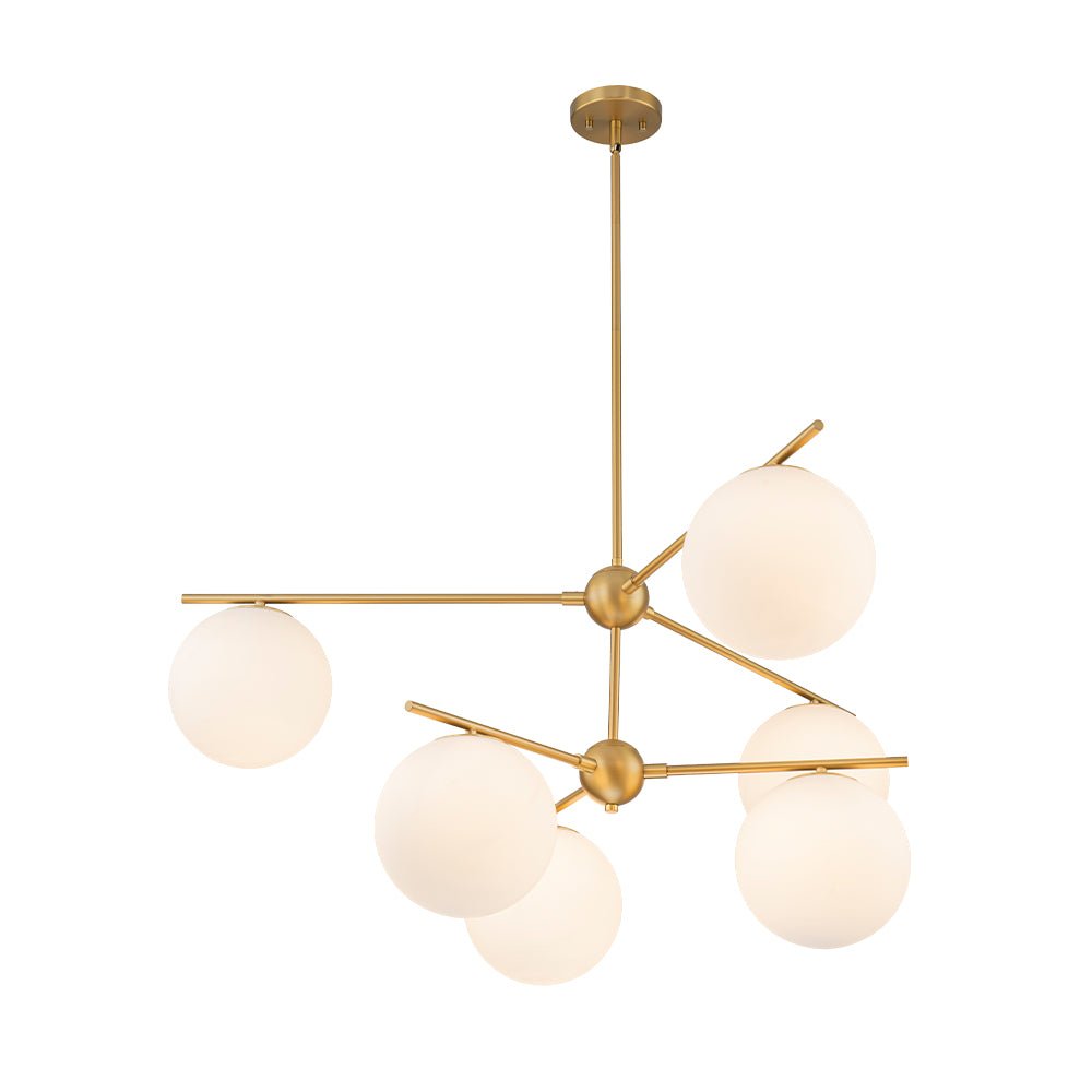 Ildvuva Funky Linear Sputnik Globe Tier Bubble Opal Glass Chandelier