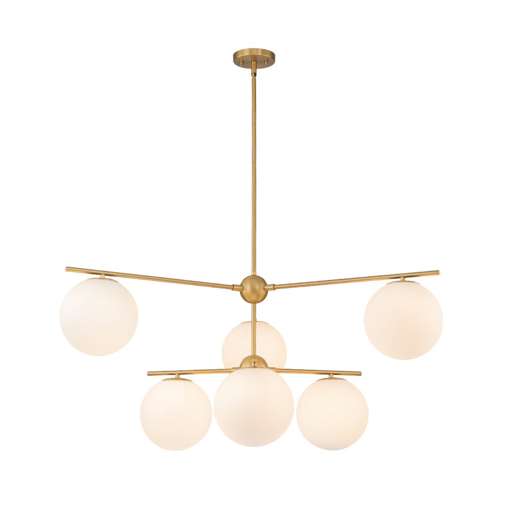 Ildvuva Funky Linear Sputnik Globe Tier Bubble Opal Glass Chandelier