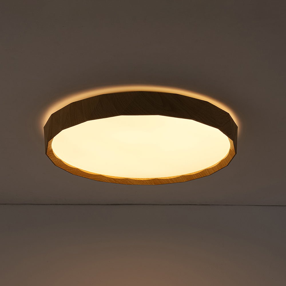 Ostara Geometric Style Wood Flush Mount Light