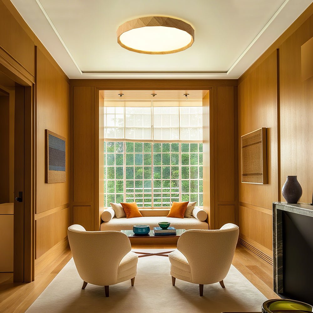 Ostara Geometric Style Wood Flush Mount Light