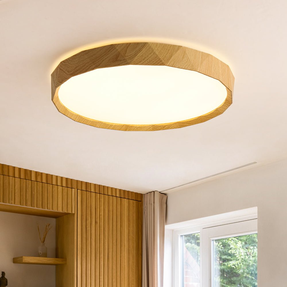 Ostara Geometric Style Wood Flush Mount Light