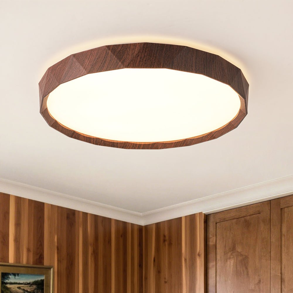 Ostara Geometric Style Wood Flush Mount Light