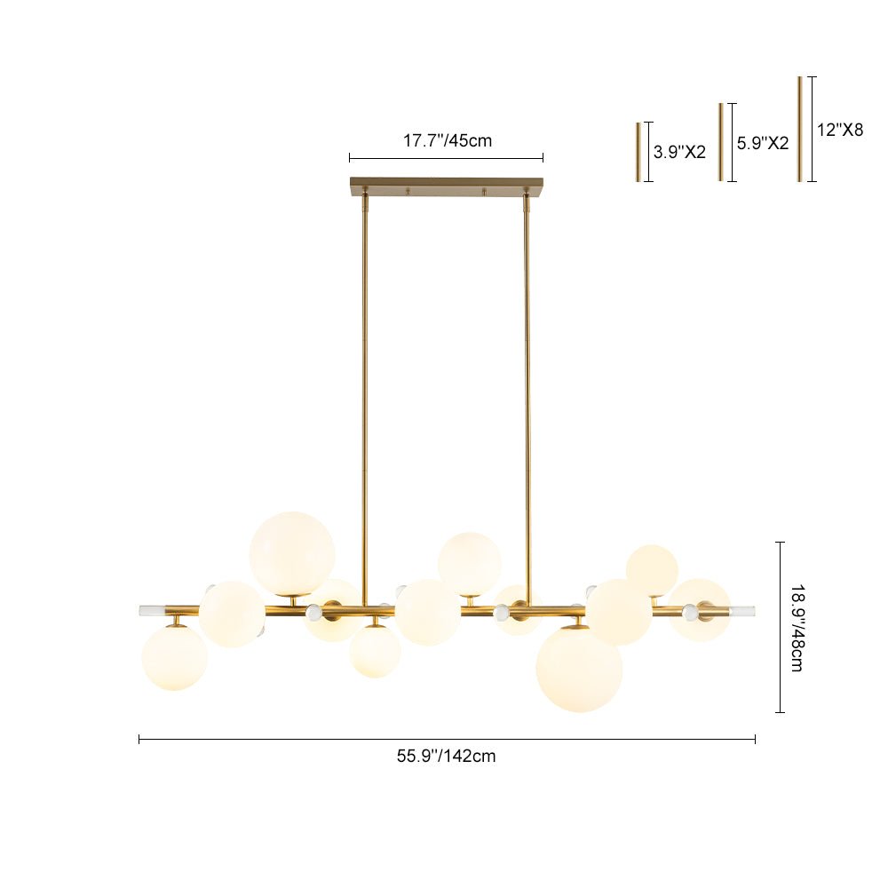 Sifunix Linear Shine Opal Glass Chandelier - Lamp Copper