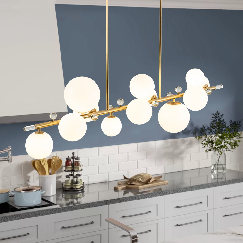 Sifunix Linear Shine Opal Glass Chandelier - Lamp Copper