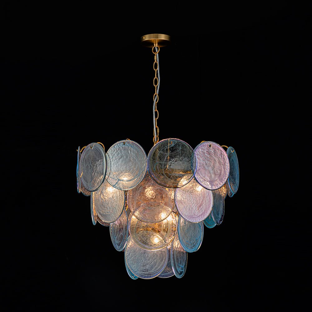 Ulfuli Iridescent Swirl Glass Chandelier