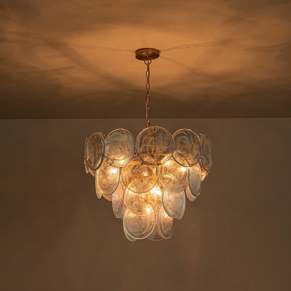 Ulfuli Iridescent Swirl Glass Chandelier