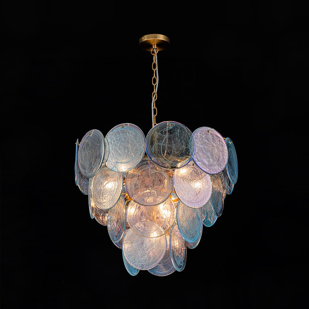 Ulfuli Iridescent Swirl Glass Chandelier