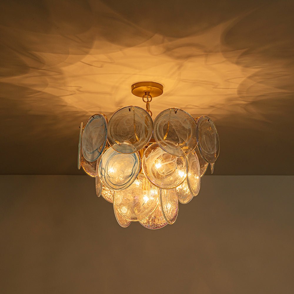 Ulfuli Iridescent Swirl Glass Chandelier