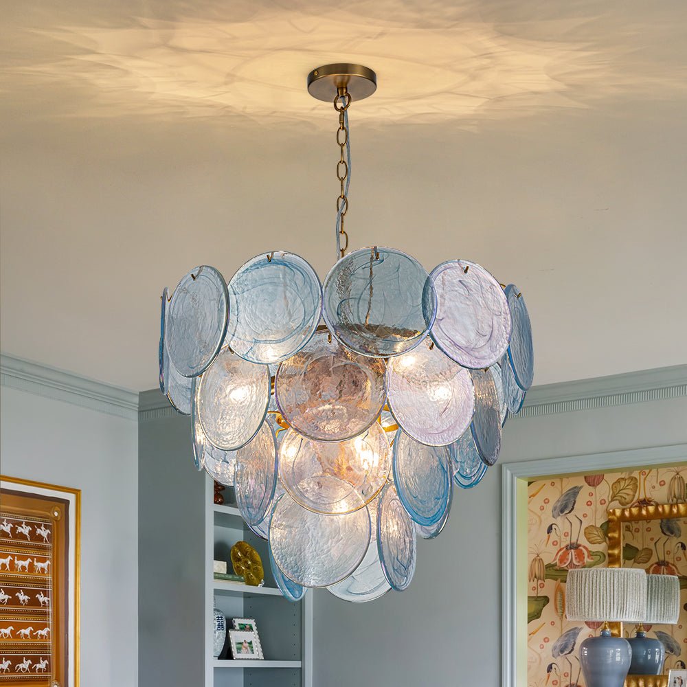 Ulfuli Iridescent Swirl Glass Chandelier