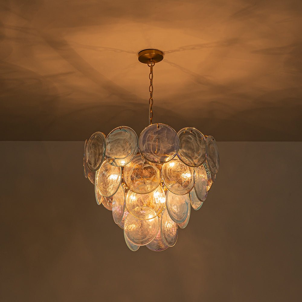 Ulfuli Iridescent Swirl Glass Chandelier