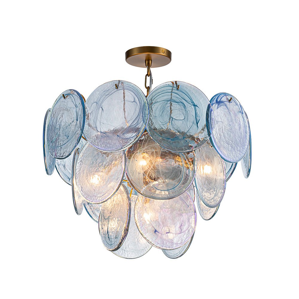 Ulfuli Iridescent Swirl Glass Chandelier