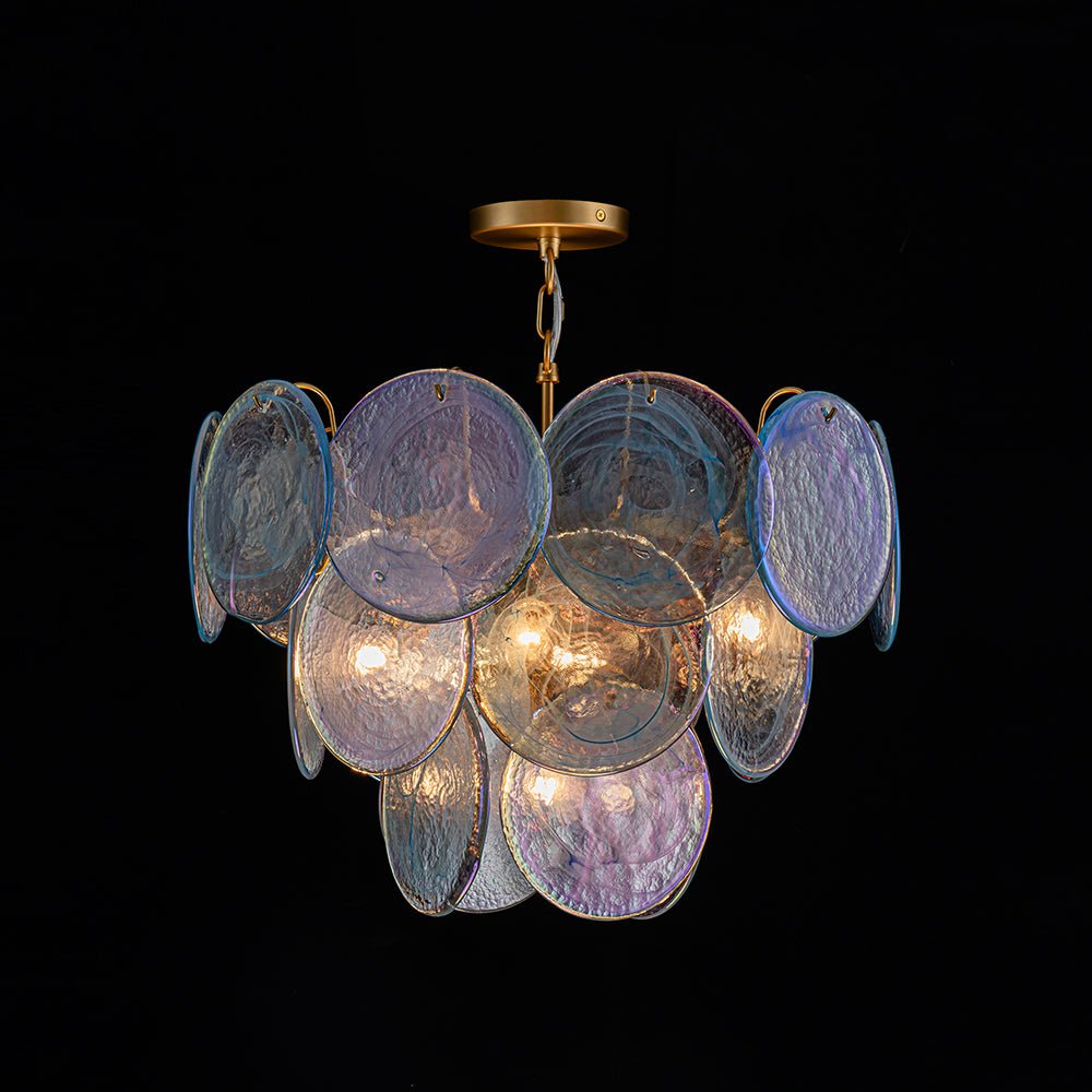Ulfuli Iridescent Swirl Glass Chandelier