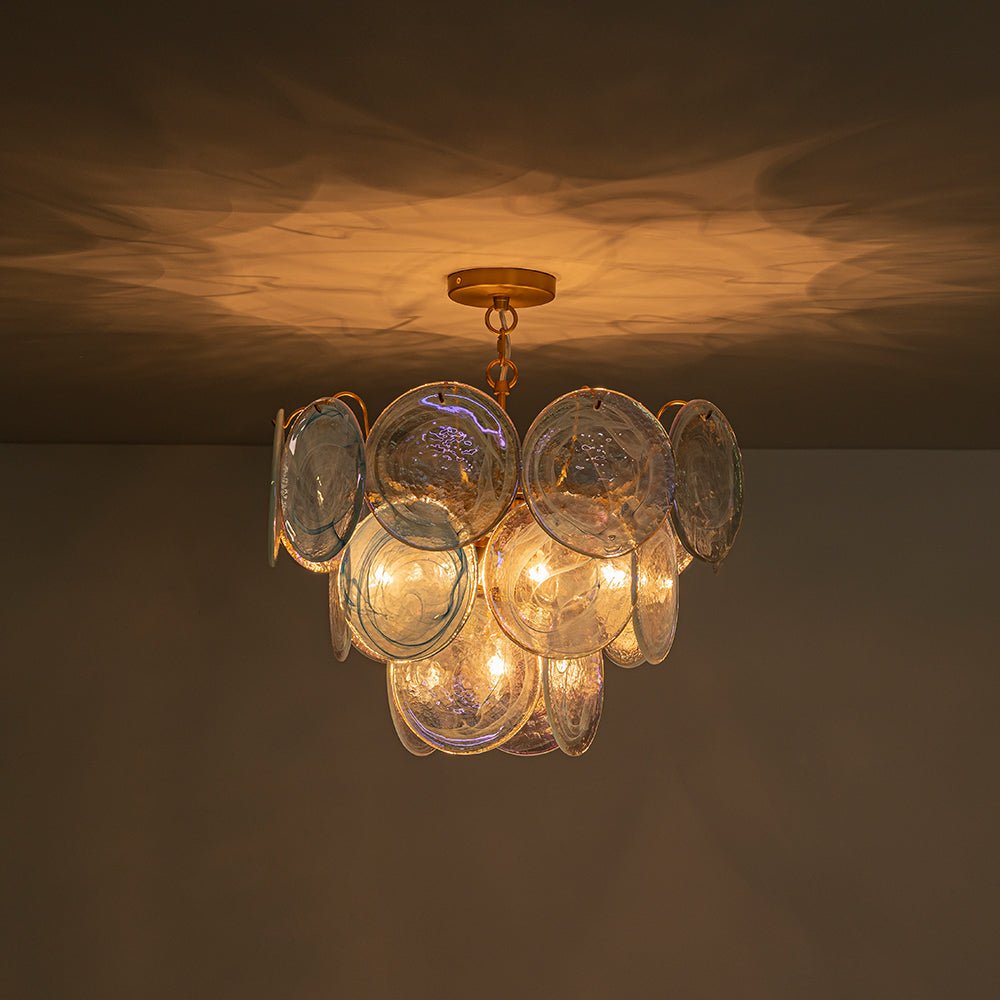 Ulfuli Iridescent Swirl Glass Chandelier