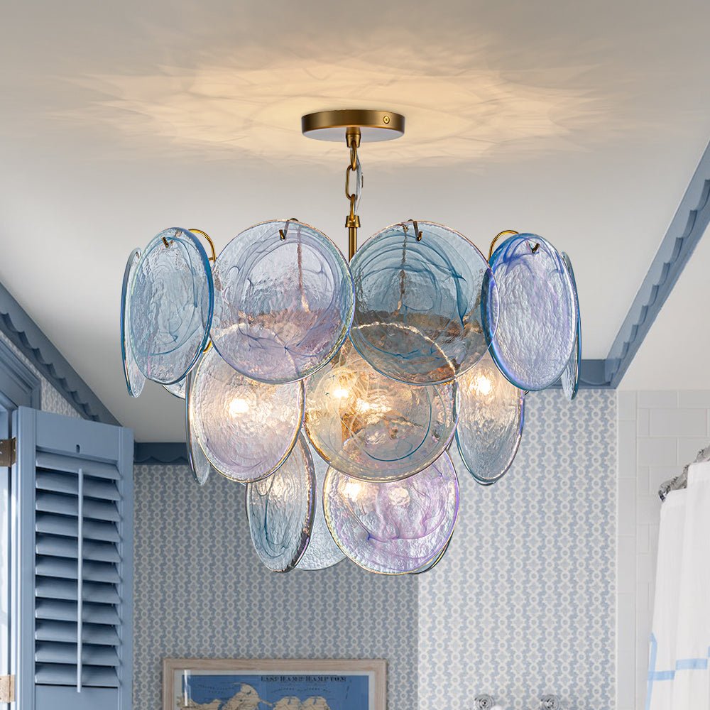 Ulfuli Iridescent Swirl Glass Chandelier