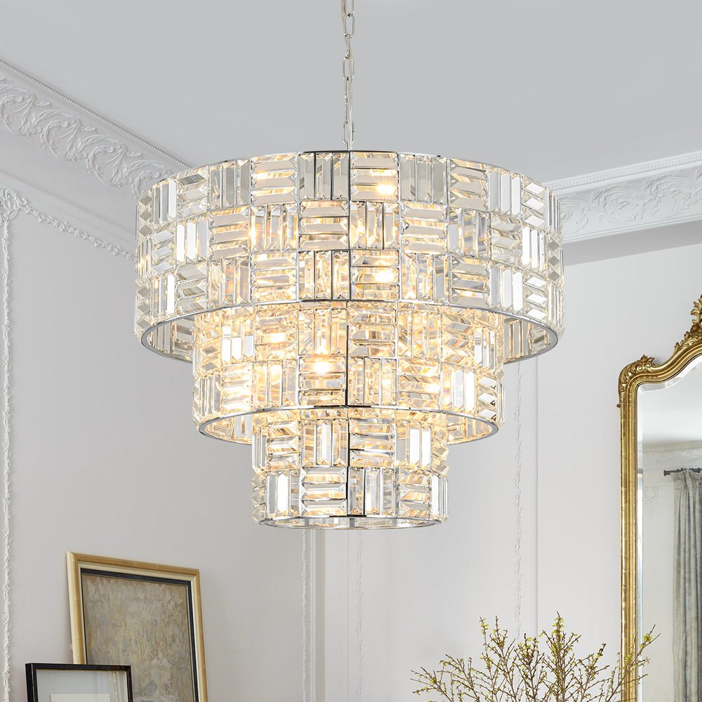 Yrvuvo Glam Spark Cut Chrome Crystal Chandelier