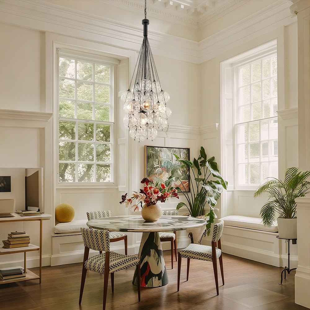 Ildvuvyt Glam Cluster Textured Water Globe Glass Chandelier
