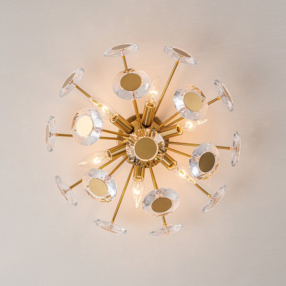 Mjolkuvya Glam Accent Sunburst Crystal Semi Flush Light
