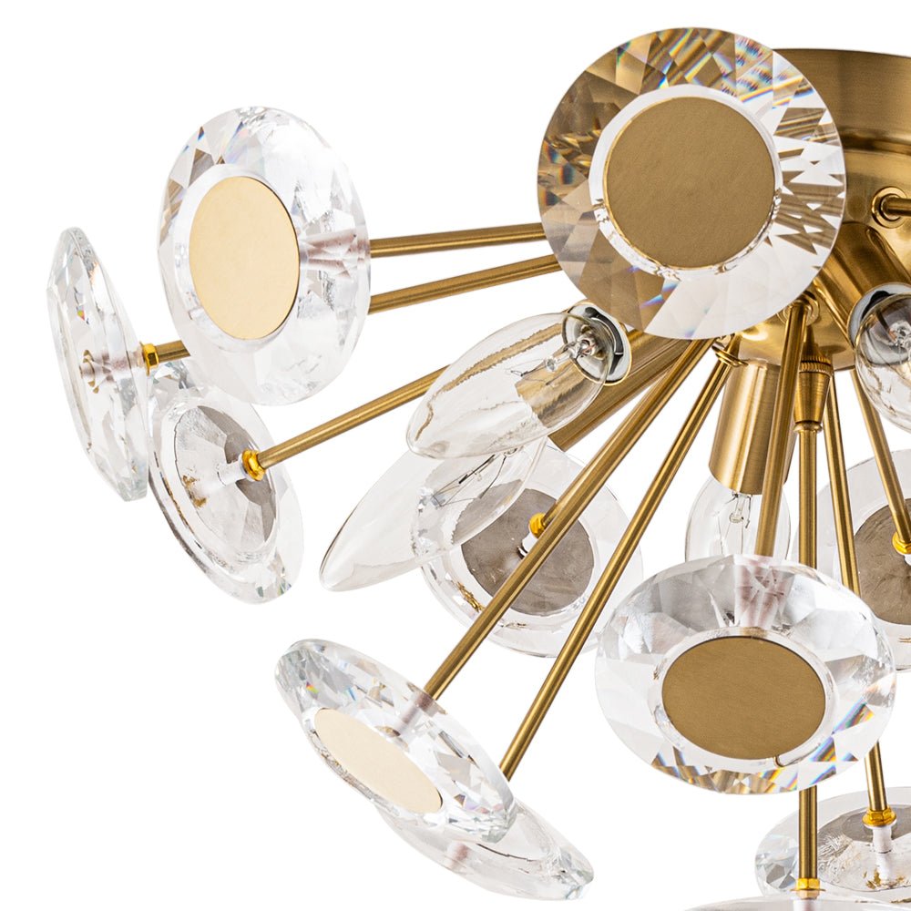 Mjolkuvya Glam Accent Sunburst Crystal Semi Flush Light