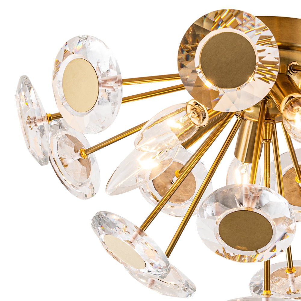 Mjolkuvya Glam Accent Sunburst Crystal Semi Flush Light