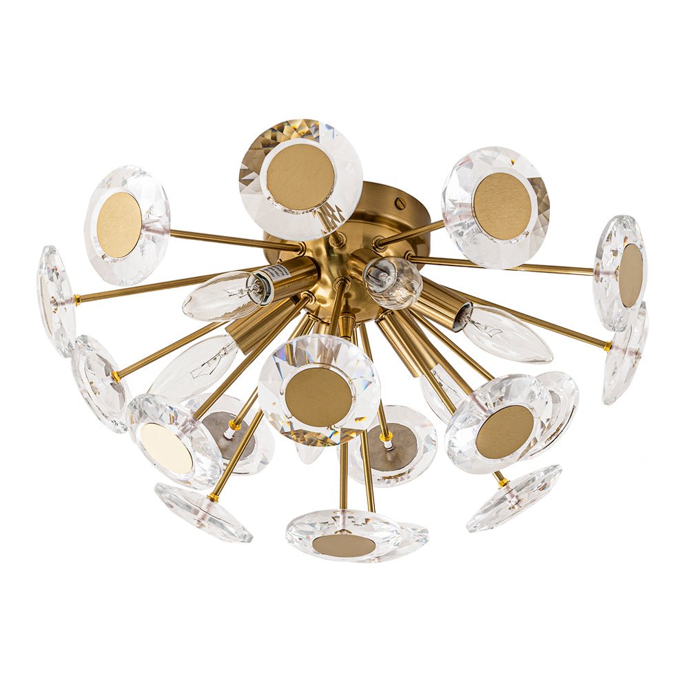 Mjolkuvya Glam Accent Sunburst Crystal Semi Flush Light
