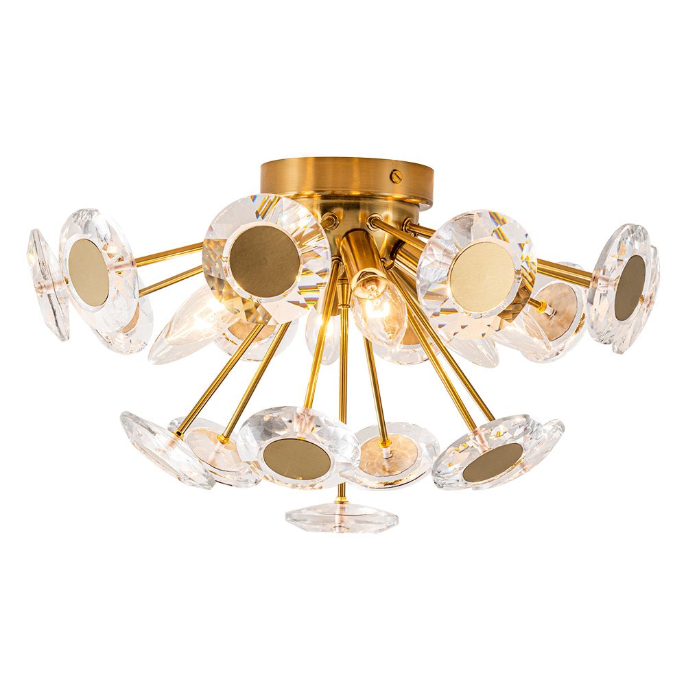 Mjolkuvya Glam Accent Sunburst Crystal Semi Flush Light