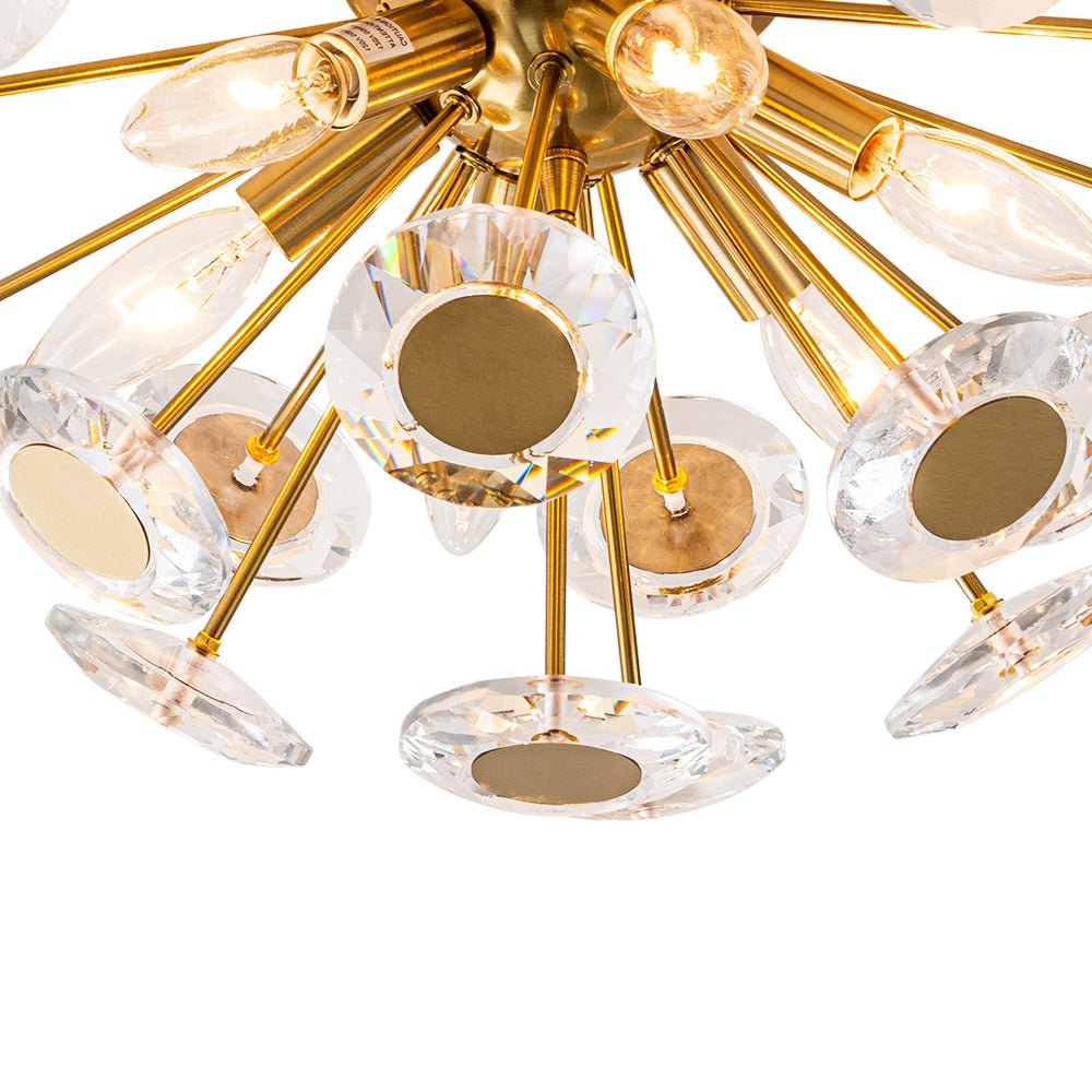Mjolkuvya Glam Accent Sunburst Crystal Semi Flush Light