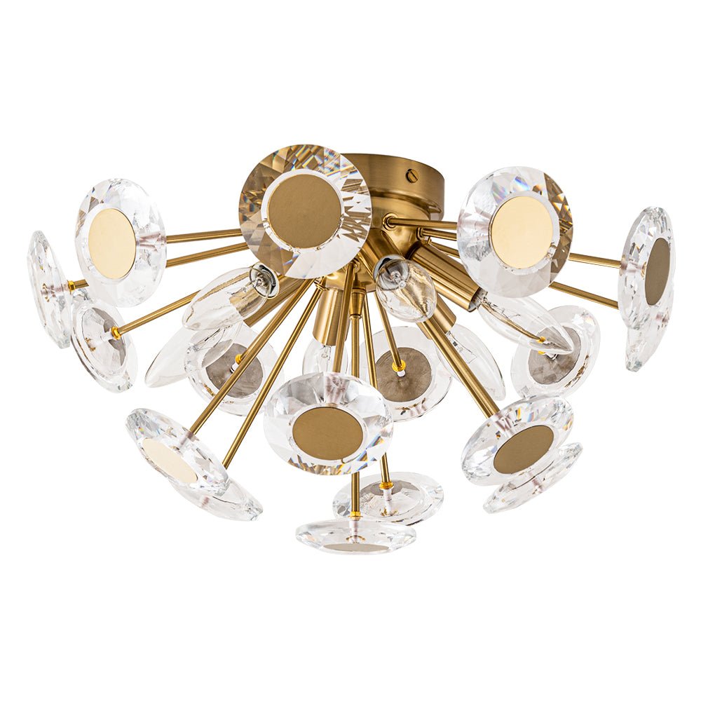 Mjolkuvya Glam Accent Sunburst Crystal Semi Flush Light