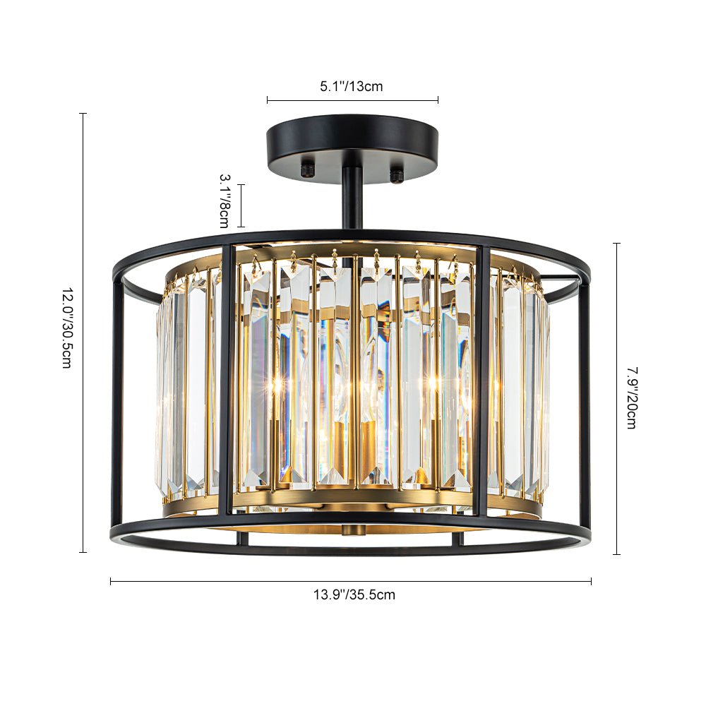 Qvistari Minimalist Crystal Semi Flush Ceiling Light