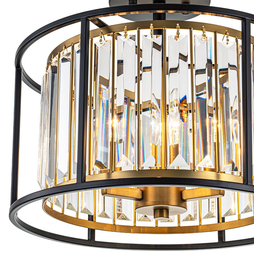 Qvistari Minimalist Crystal Semi Flush Ceiling Light