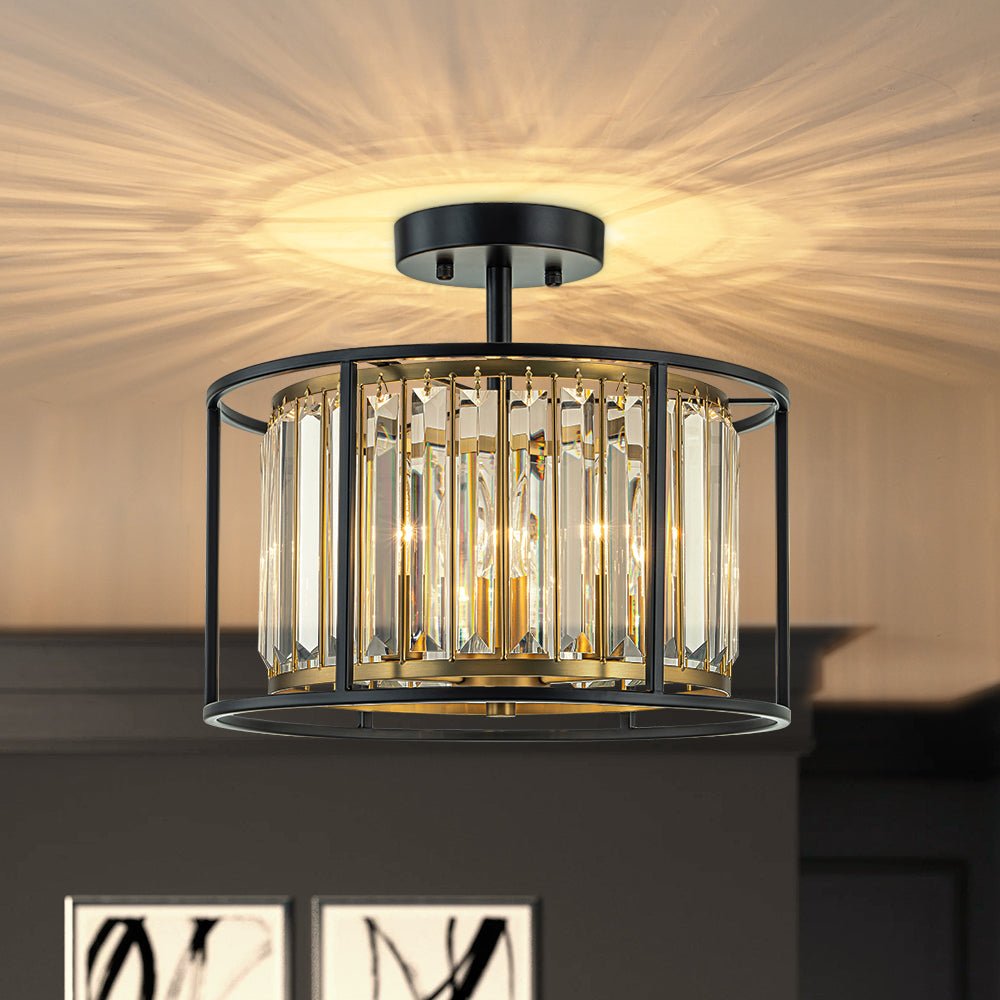 Qvistari Minimalist Crystal Semi Flush Ceiling Light