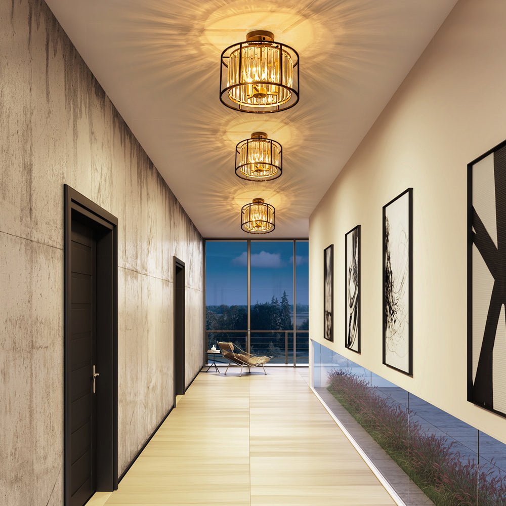 Qvistari Minimalist Crystal Semi Flush Ceiling Light