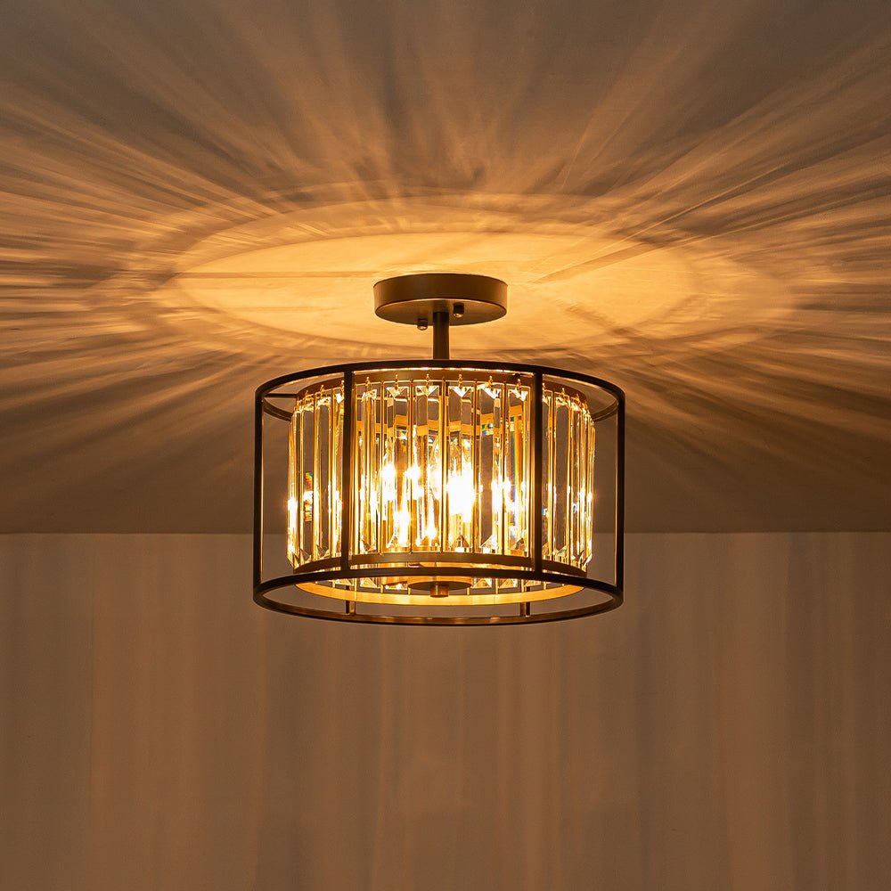 Qvistari Minimalist Crystal Semi Flush Ceiling Light