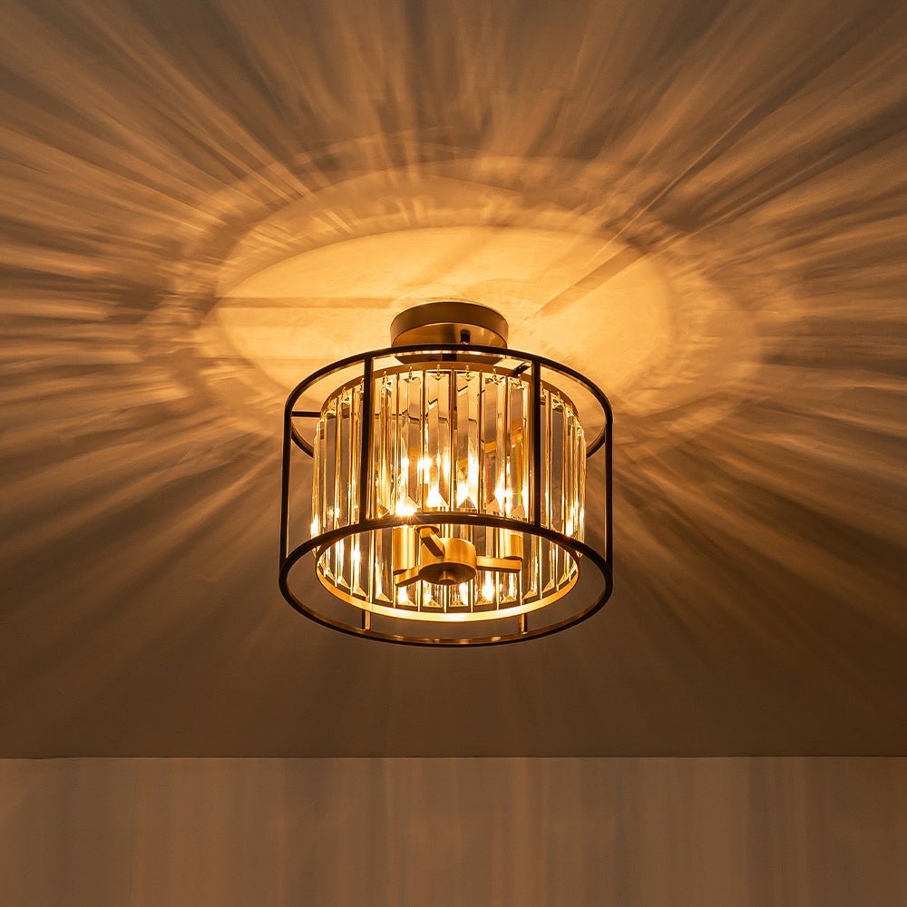 Qvistari Minimalist Crystal Semi Flush Ceiling Light