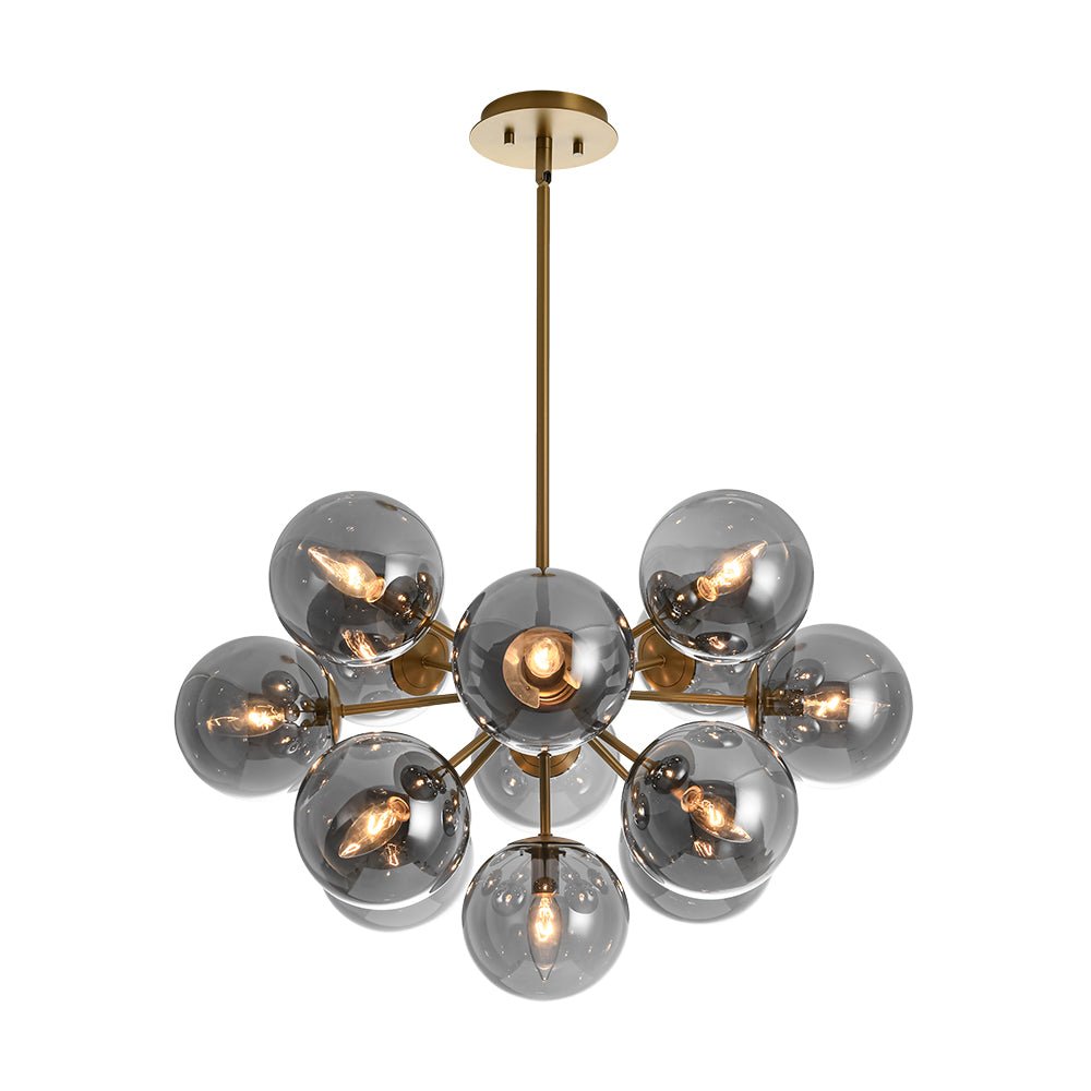 Varella Modern Smoked Glass Fixture Light Chandelier - Lamp Copper
