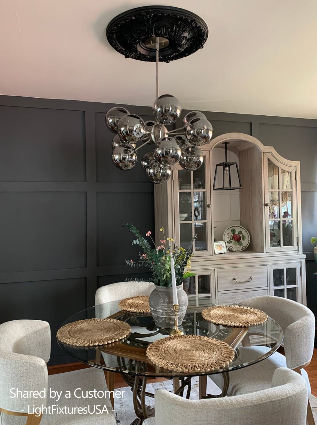 Varella Modern Smoked Glass Fixture Light Chandelier - Lamp Copper