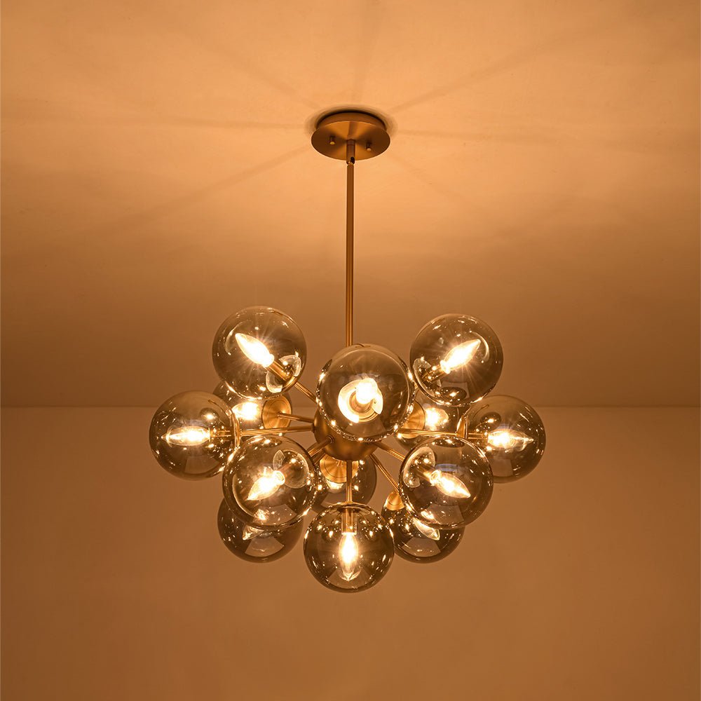 Varella Modern Smoked Glass Fixture Light Chandelier - Lamp Copper