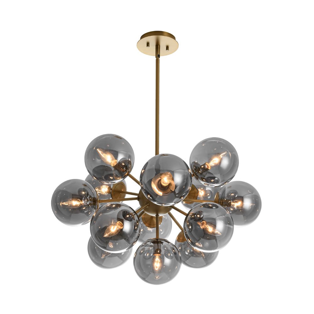 Varella Modern Smoked Glass Fixture Light Chandelier - Lamp Copper