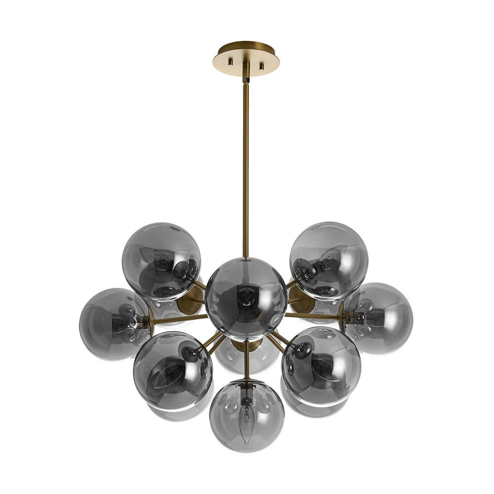 Varella Modern Smoked Glass Fixture Light Chandelier - Lamp Copper