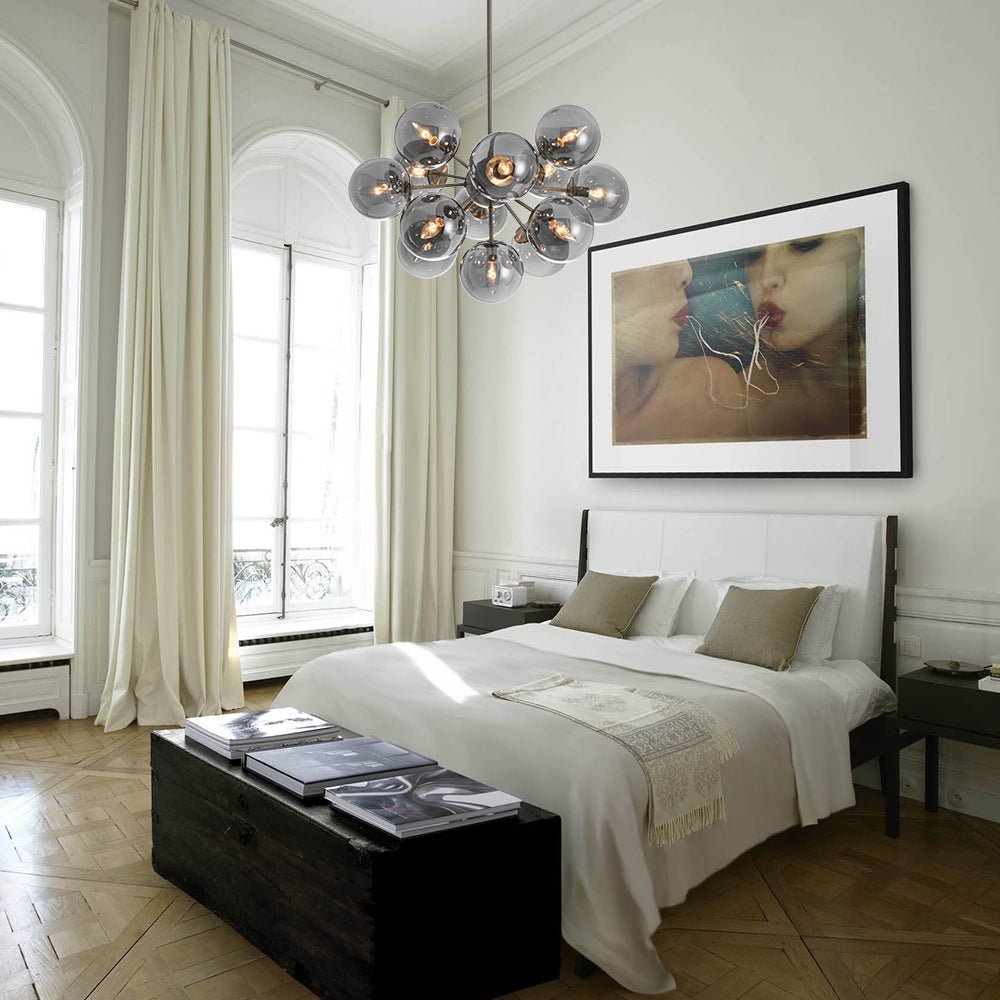 Varella Modern Smoked Glass Fixture Light Chandelier - Lamp Copper