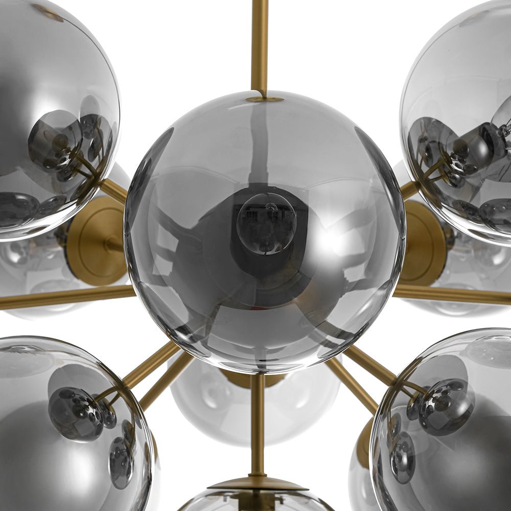 Varella Modern Smoked Glass Fixture Light Chandelier - Lamp Copper