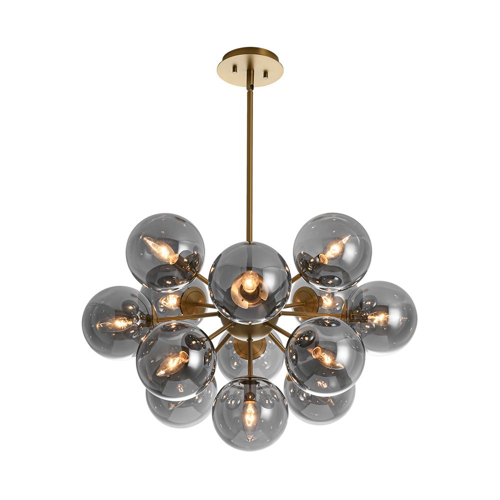 Varella Modern Smoked Glass Fixture Light Chandelier - Lamp Copper