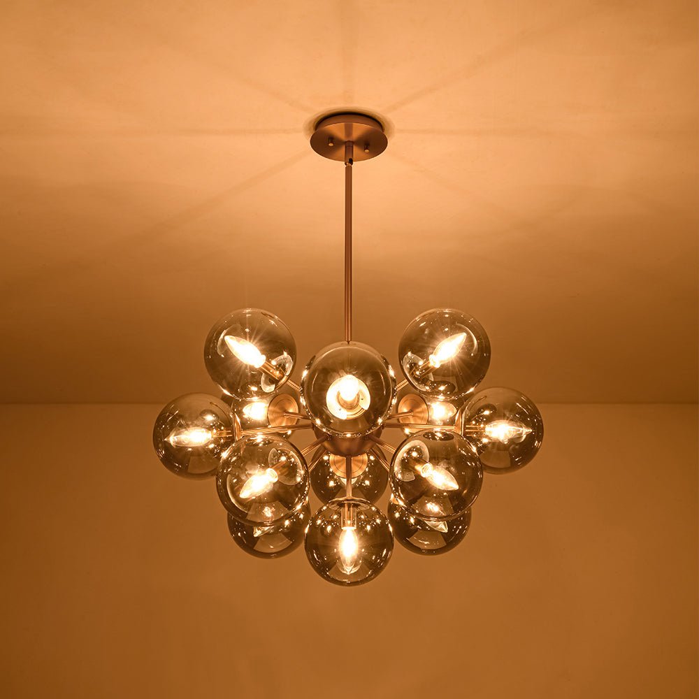Varella Modern Smoked Glass Fixture Light Chandelier - Lamp Copper