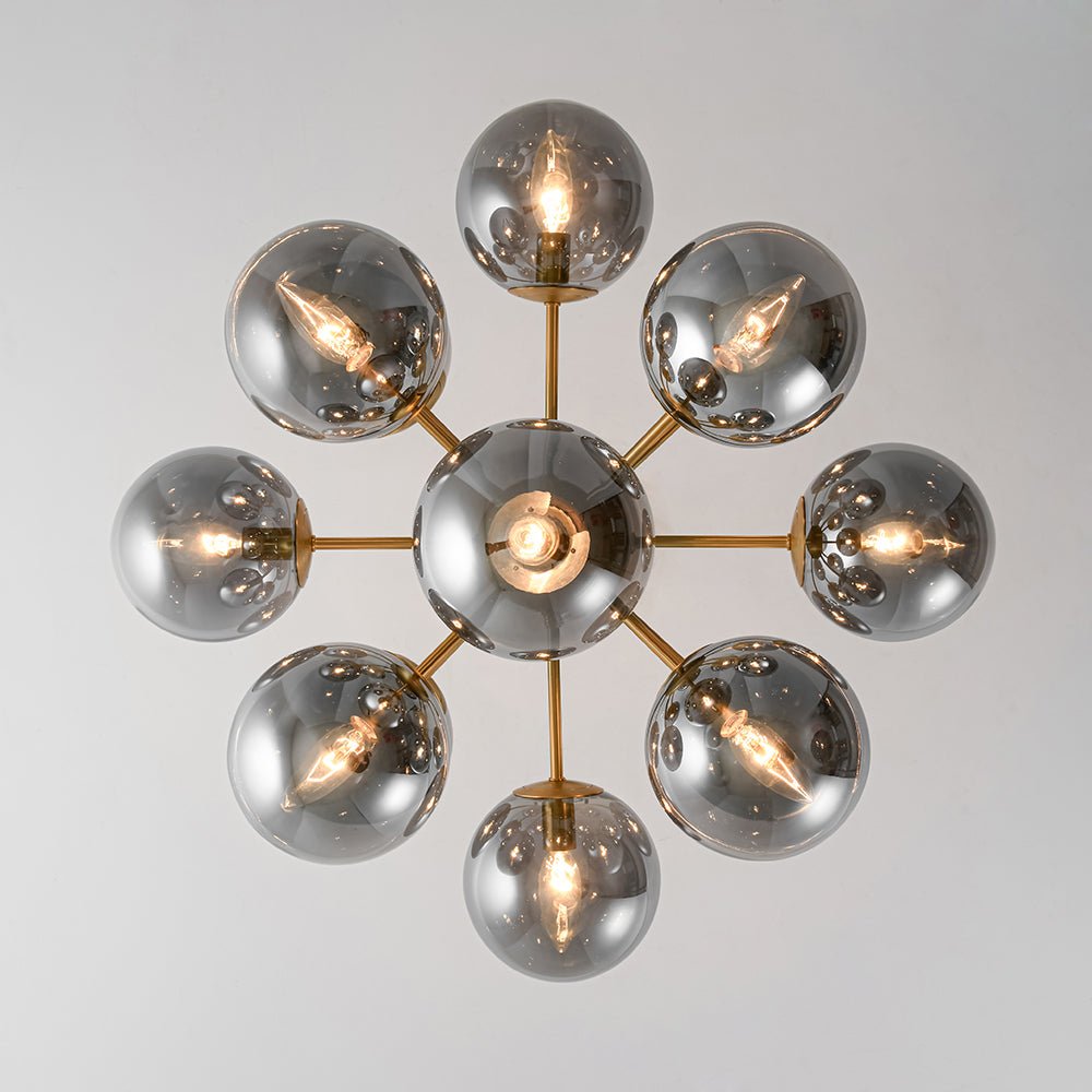Varella Modern Smoked Glass Fixture Light Chandelier - Lamp Copper
