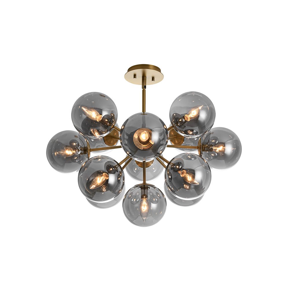 Varella Modern Smoked Glass Fixture Light Chandelier - Lamp Copper