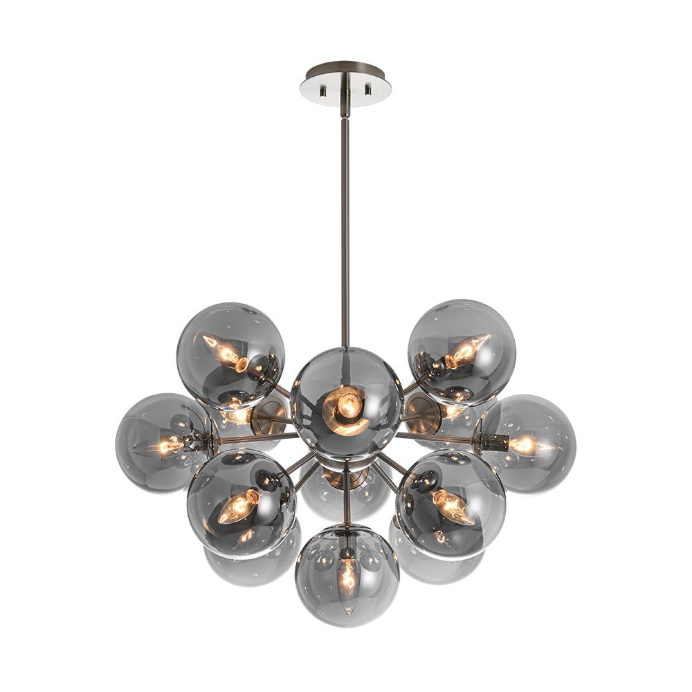 Varella Modern Smoked Glass Fixture Light Chandelier - Lamp Copper