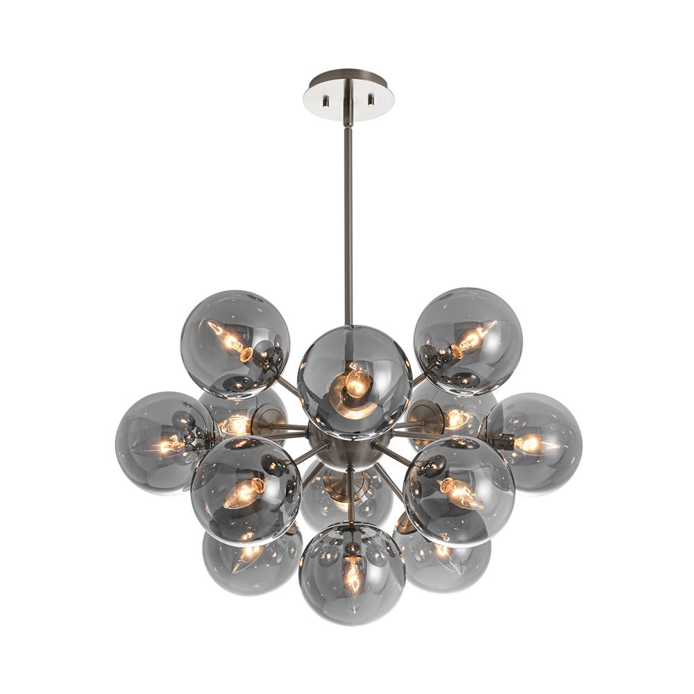 Varella Modern Smoked Glass Fixture Light Chandelier - Lamp Copper