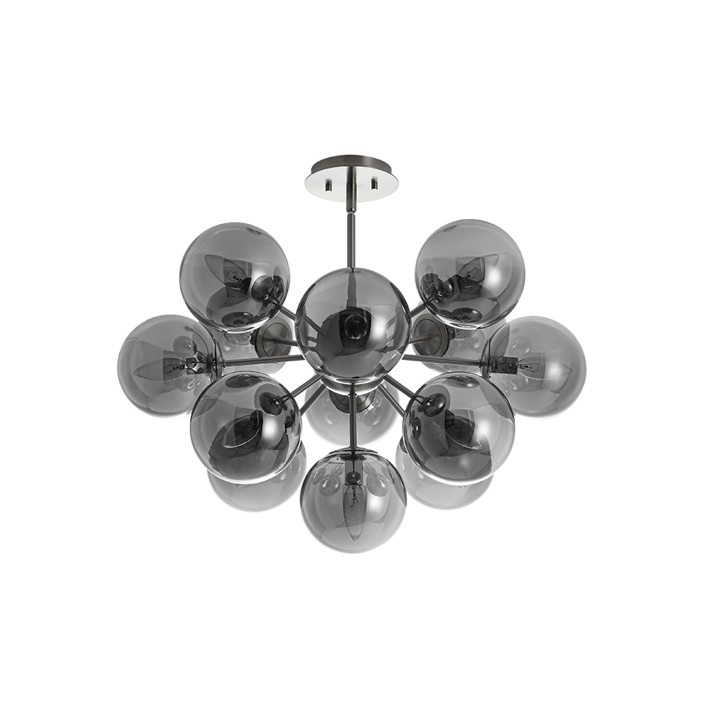 Varella Modern Smoked Glass Fixture Light Chandelier - Lamp Copper