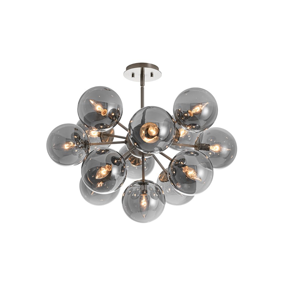 Varella Modern Smoked Glass Fixture Light Chandelier - Lamp Copper