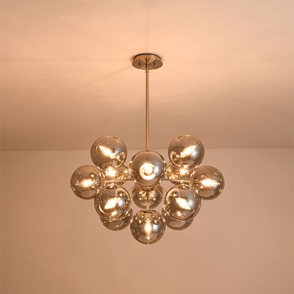 Varella Modern Smoked Glass Fixture Light Chandelier - Lamp Copper