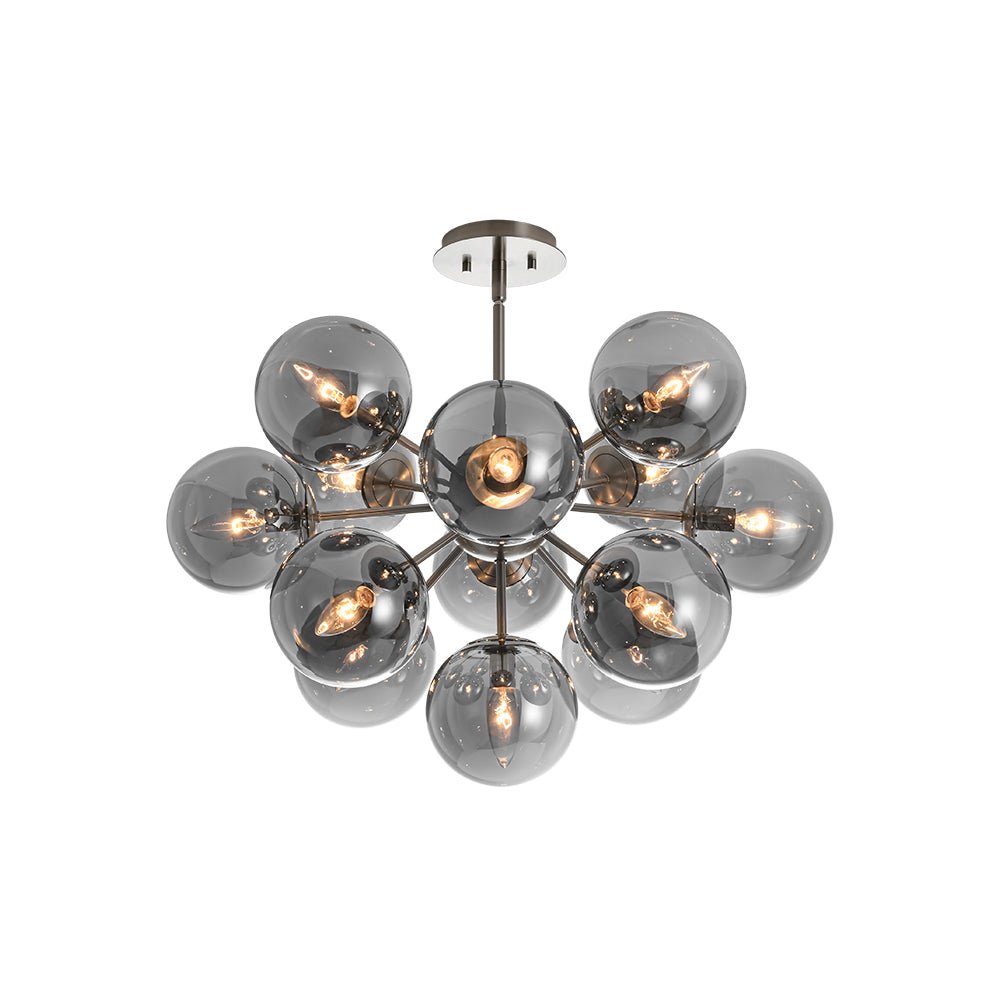 Varella Modern Smoked Glass Fixture Light Chandelier - Lamp Copper